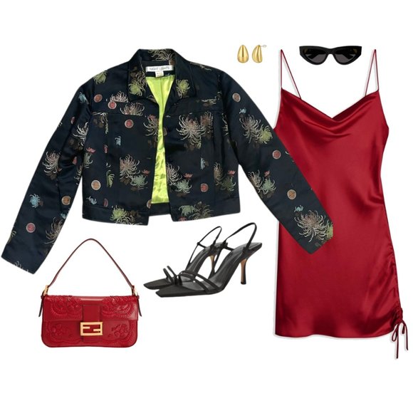 VINTAGE 90's | Silk Blend Chinoiserie Jacket - Picture 1 of 8